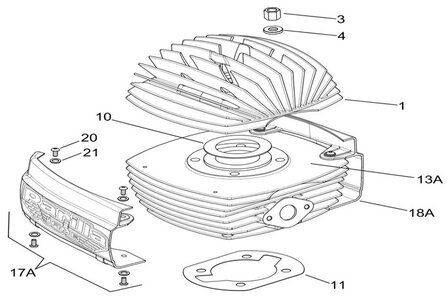 Iame 60CC Swift cilinder cover ontsteking zijde