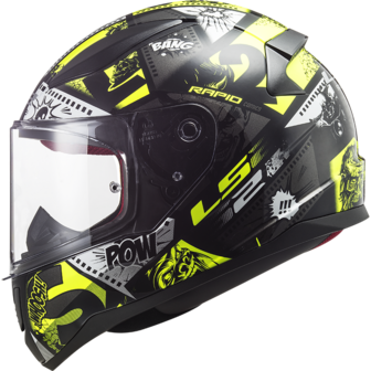 LS2 FF353 Rapid mini Kids helm Vignette zwart / fluor geel