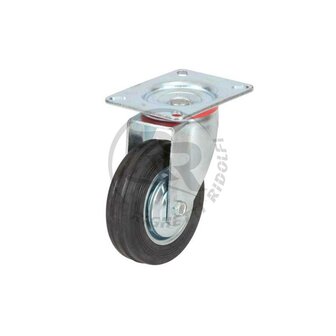 RR Rubber wiel compleet voor kart bok 100 MM - 10/12 met plaat