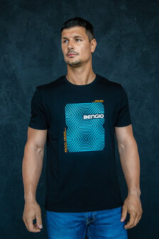 Bengio T-shirt zwart / blauw 100% organic Maat L