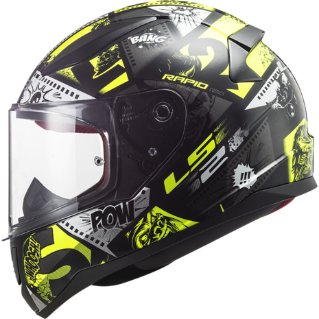 LS2 FF353 Rapid mini Kids helm Vignette zwart / fluor geel